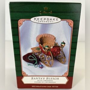 Hallmark Keepsake Ornament  2001 Santas Sleigh Set Of 2 Ornaments Christmas NEW,